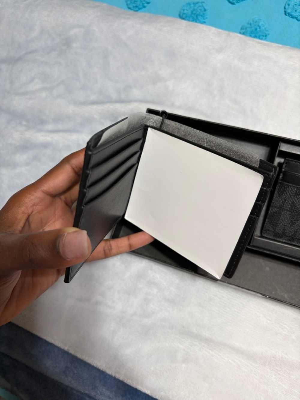 Michael Kors His & Hers Black Monogram Bifold Wallet & Matching Card Holder Set - Picture 2 of 7